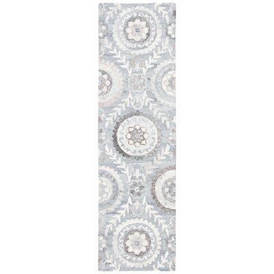 Roussel Floral Handmade Tufted Wool Gray Area Rug -  Alcott HillÂ®, 4EF5156FB13D42459D44DA9B7720E5D5