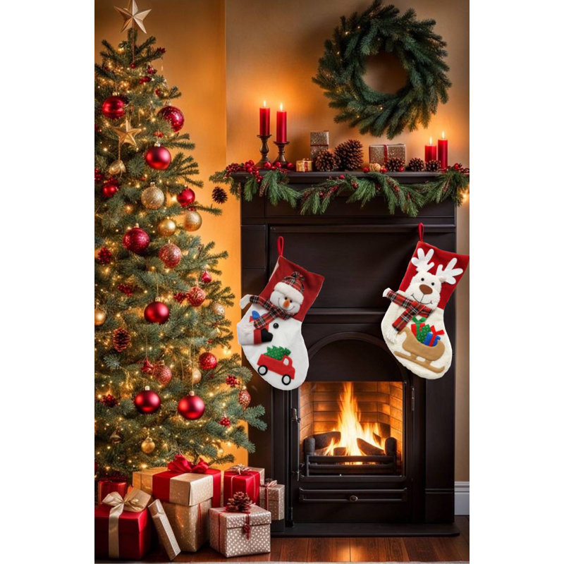 Chaussette de Noël bonhomme de neige F07M5-4