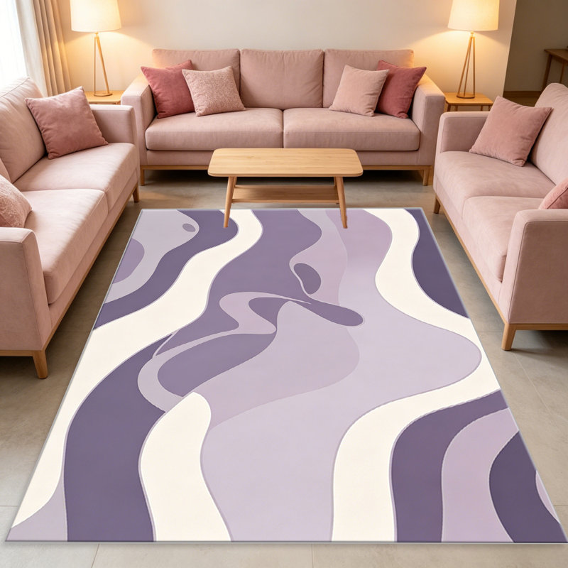 Purple Abstract Wave carpet-easy to clean, machine-washable, soft and comfortable; suitable for door mats, kitchens, living rooms, bedrooms, corridors, and laundry areas. Easy to clean, durable carpet for home decoration.
