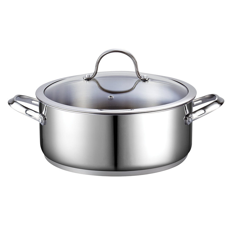 Faitout standard avec couvercle en verre, cocotte en acier inoxydable classique de 7 pintes Cooks, 7 pte
