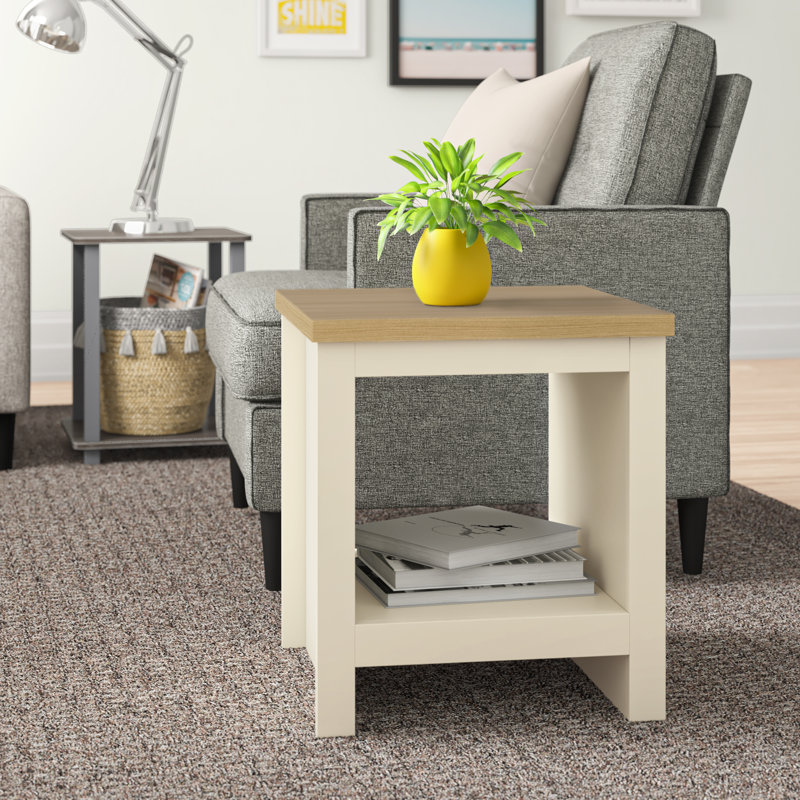Loretta Sled End Table, Cream
