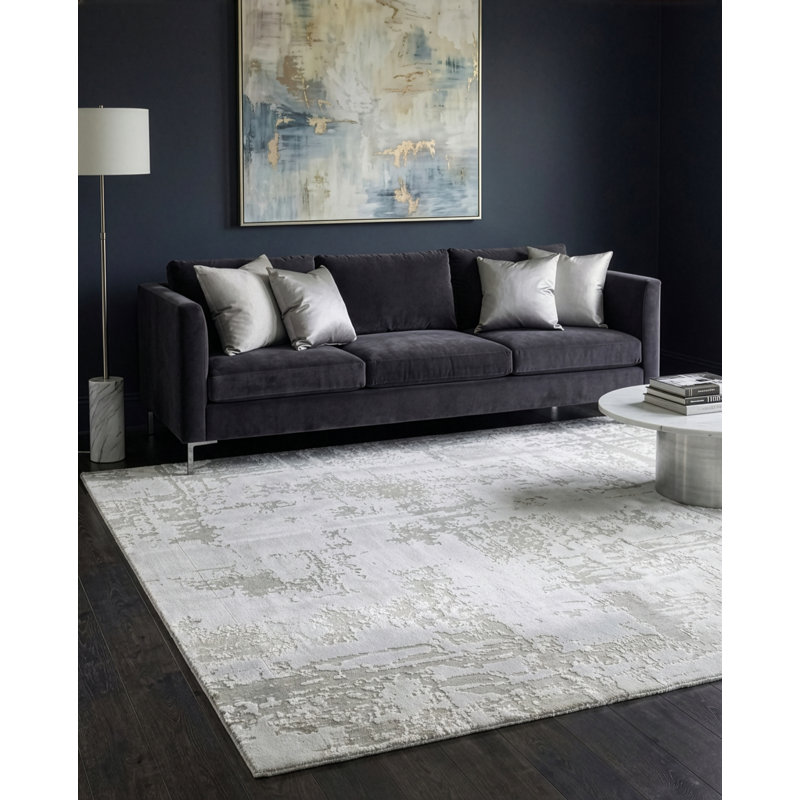 Flippen Soft Shiny Silver Area Rug, Rectangle 240 x 340cm