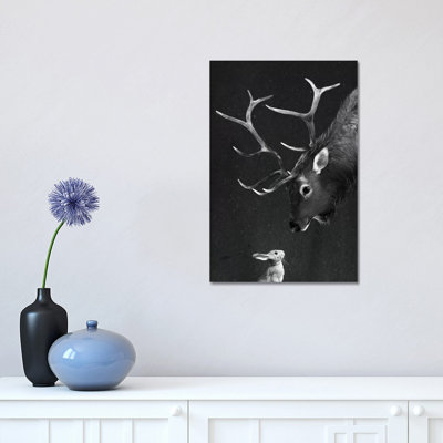 Elk & Rabbit by Laura Graves - Wrapped Canvas Print