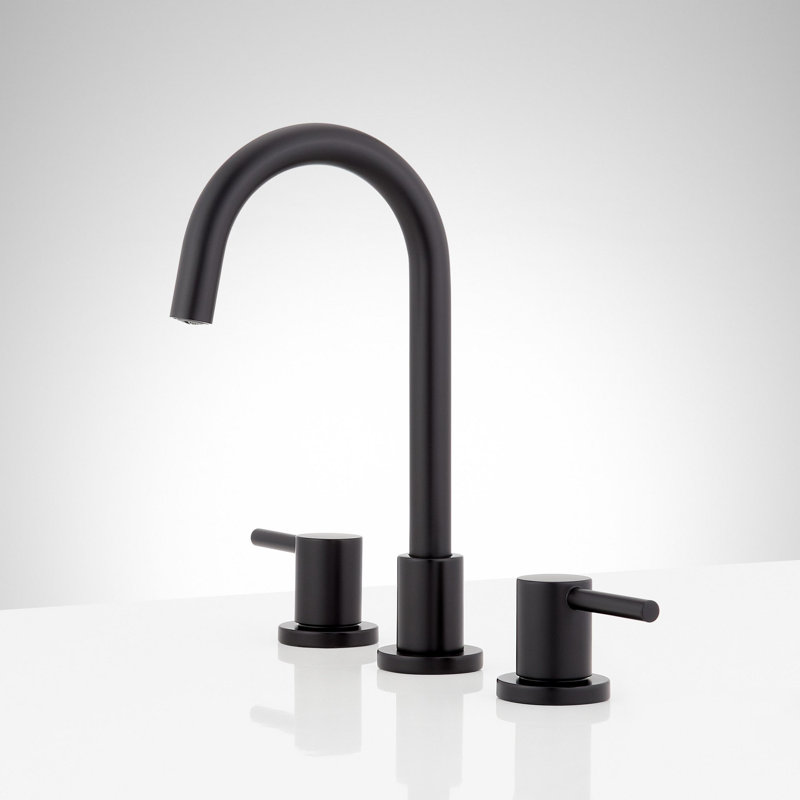 Lexia 1.2 GPM Widespread Gooseneck Bathroom Faucet, Matte Black