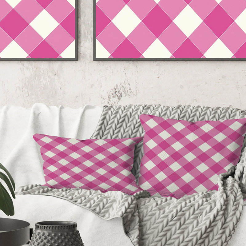 Coussin rose Houndstooth Charm I - Traditional
