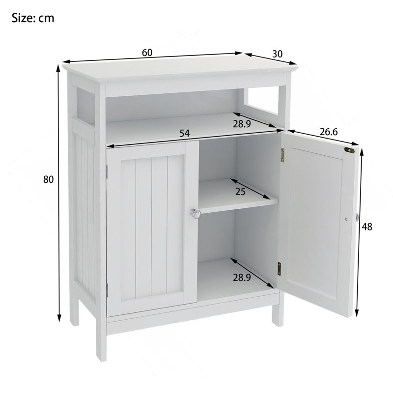 Bathroom Standing Storage With Double Shutter Doors Cabinet-White