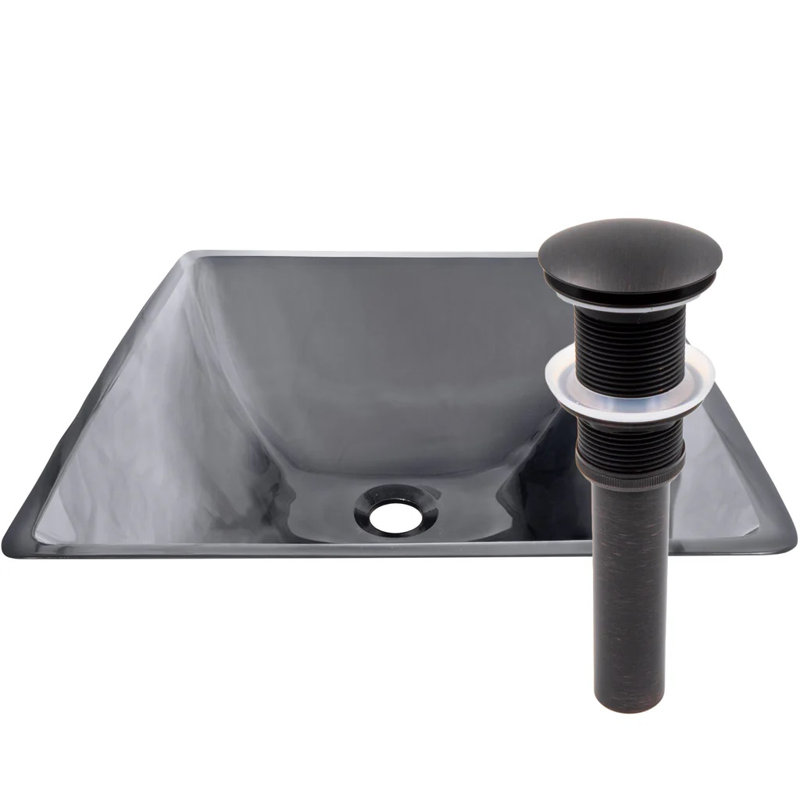 Novatto QUADRATO 16.75'' Glass Square Bathroom Sink, Oil Rubbed Bronze