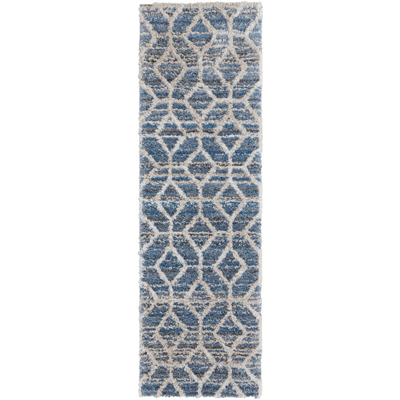 Caide Bohemian & Eclectic Diamond Polyester Area Rug, Runner 2'6" x 8'