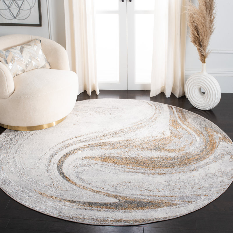 Ozturk Performance Abstract Rug, Round 6'7"
