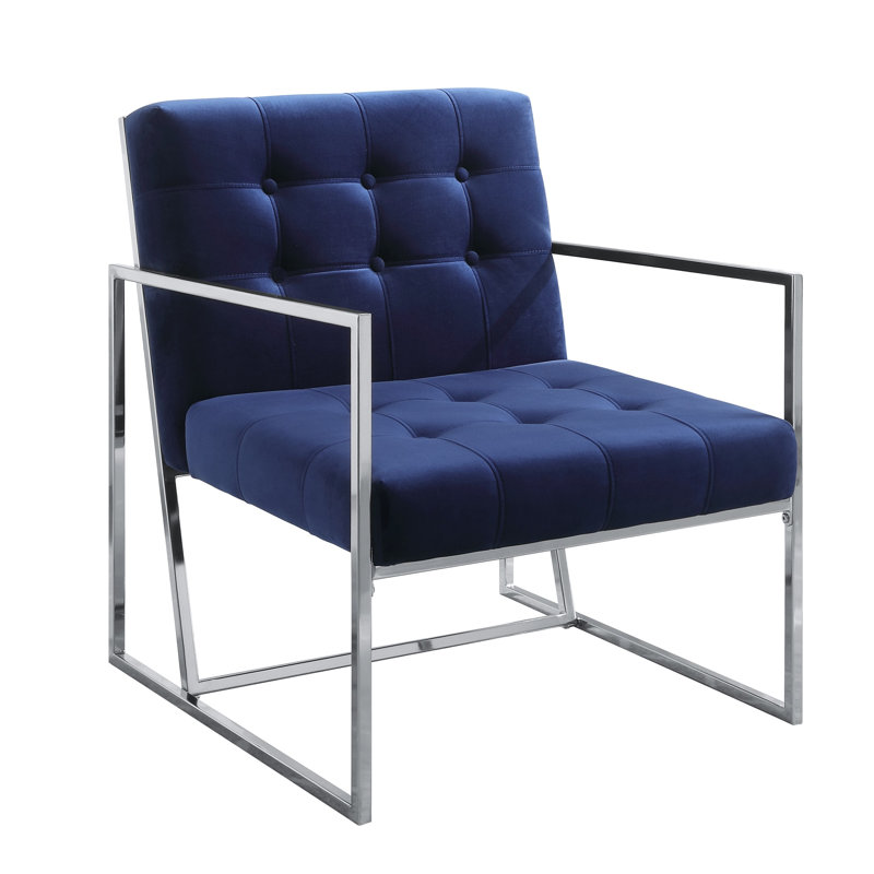 Fauteuil en velours capitonné Alinea, Velours bleu marine