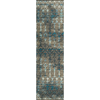 Tapis ikat bleu / brun Ardyth