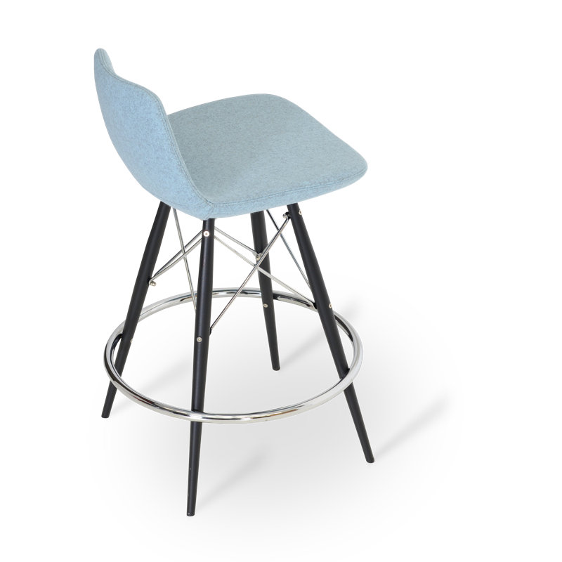 Pera 24" Bar Stool, Natural/Black, Dark Gray, Organic Wool Fabric