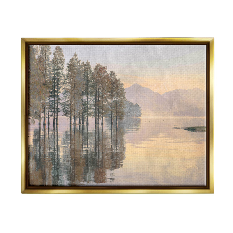 «Woodland Lake Reflection Landscape», art mural sur toile flottante par Lil 'Rue, H 25 po x l 31 po x P 1,7 po