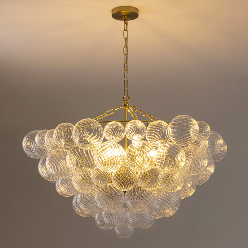 Lustre moderne en verre texturé à 8 lumières à intensité variable de 32 po