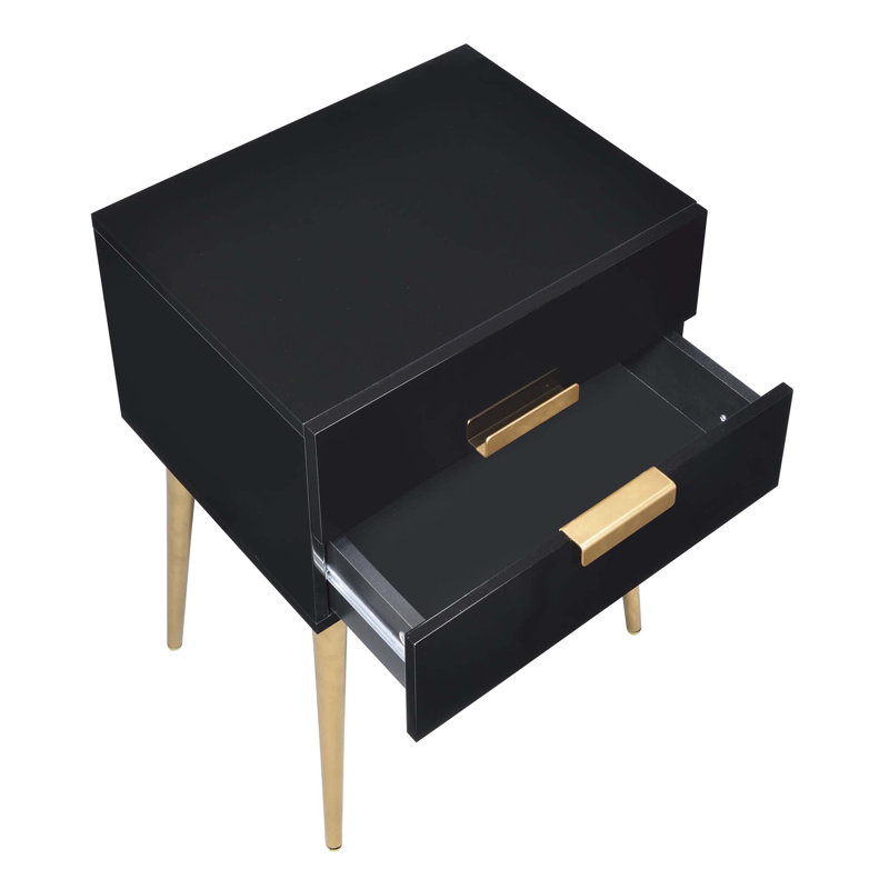 Table d'appoint avec 2 tiroirs, Noir