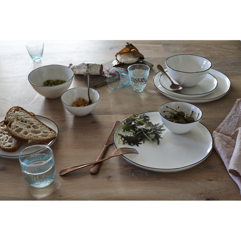 Canvas Home Abbesses Colored Rim Porcelain Appetizer Plate, Black