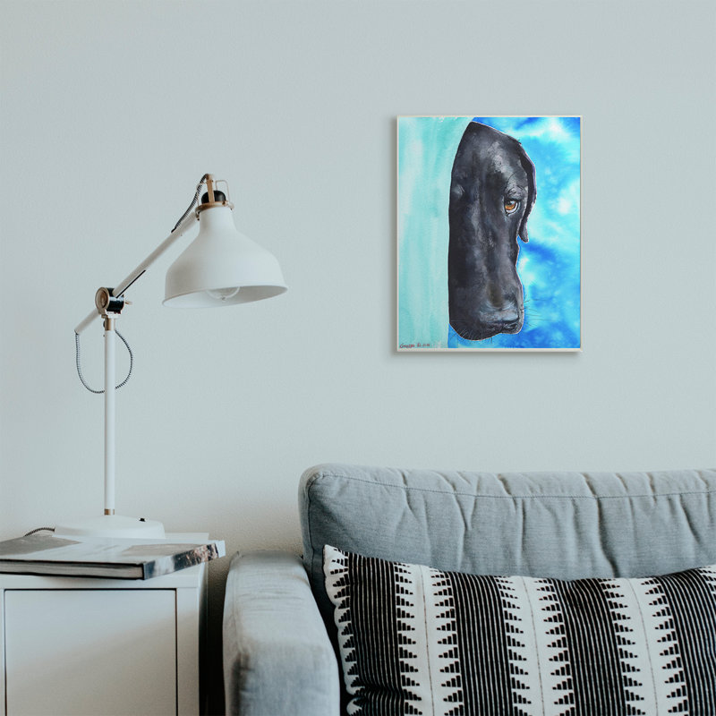 «Bashful Labrador Dog» par George Dyachenko - reproduction d'art sur toile, H 19 po x l 13 po, Plaque de bois