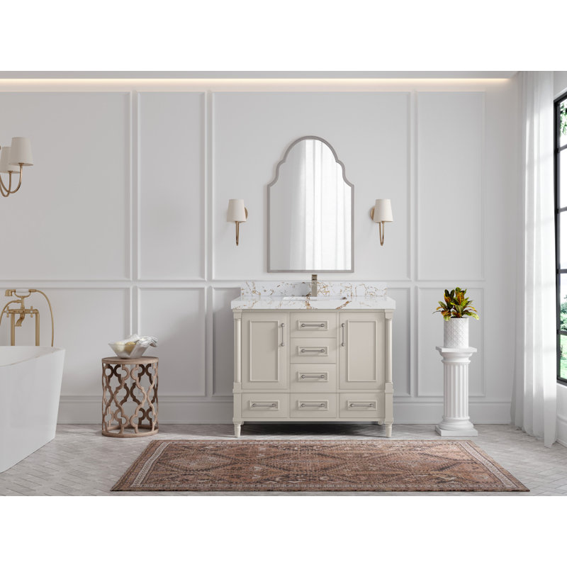 Meuble-lavabo simple avec comptoir 42 po Aberdeen, Doré Viola