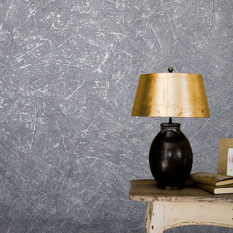 Rudi 10.05m x 53cm Textured Matte Wallpaper Roll, Grey