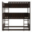 Lit superposé triple, simple au-dessus d'un lit simple, en bois d'hévéa, détachable, avec échelles pour lit scandinave, garde-corps et échelles amovibles, bois