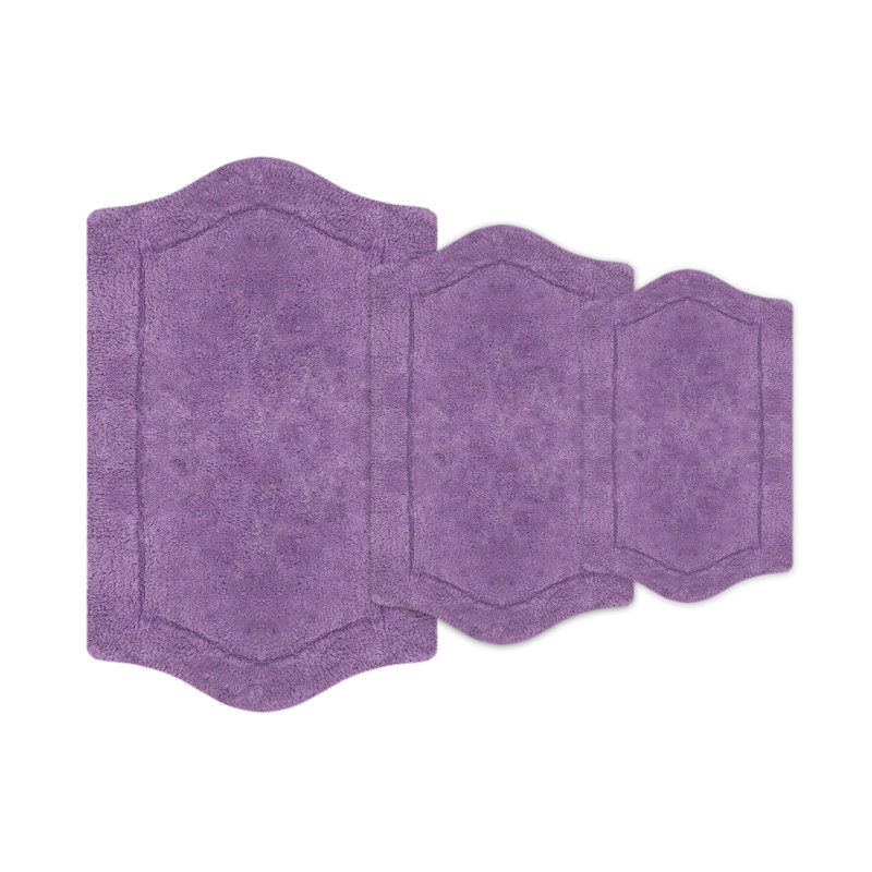 Tapis pour salle de bain 100% coton Morissette, antidérapant, séchage rapide, lavable à la machine, Mauve