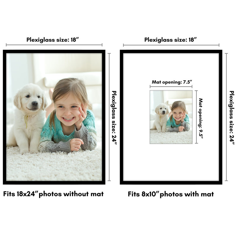 Black Manufactured Wood 18x24 Picture Frame with Oversized Mat