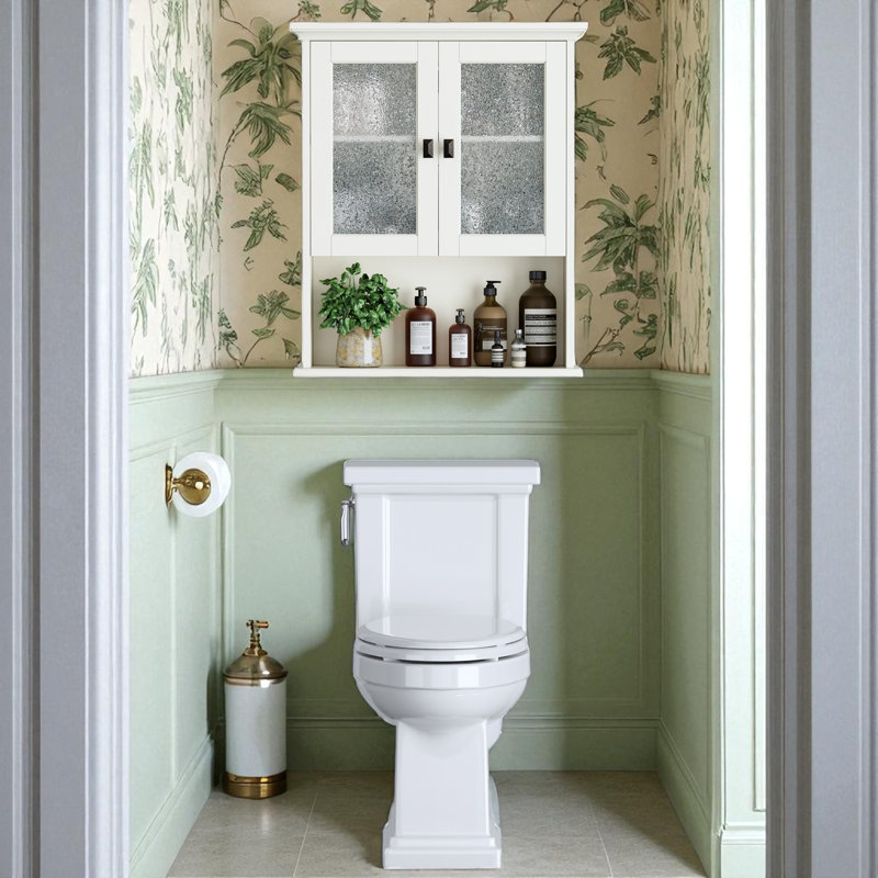 Wall Mount Bathroom Storage Cabinet, Medicine Cabinet with Tempered Glass Door (Cream White), Cream White