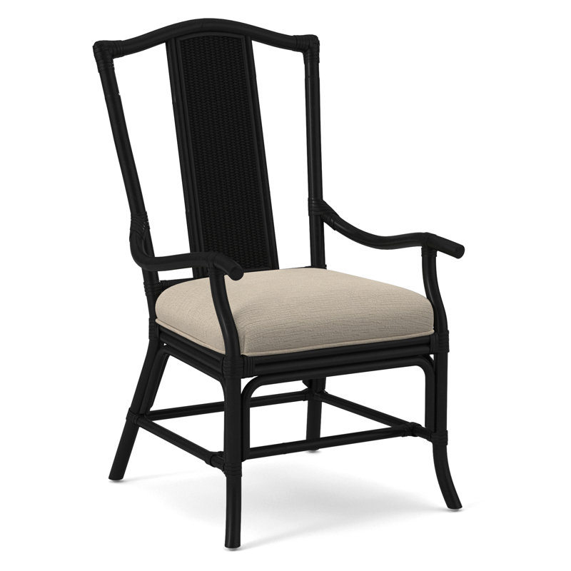 Drury Lane Slat Back Dining Arm Chair, Black, Gray Sugar Performance; 0863-84