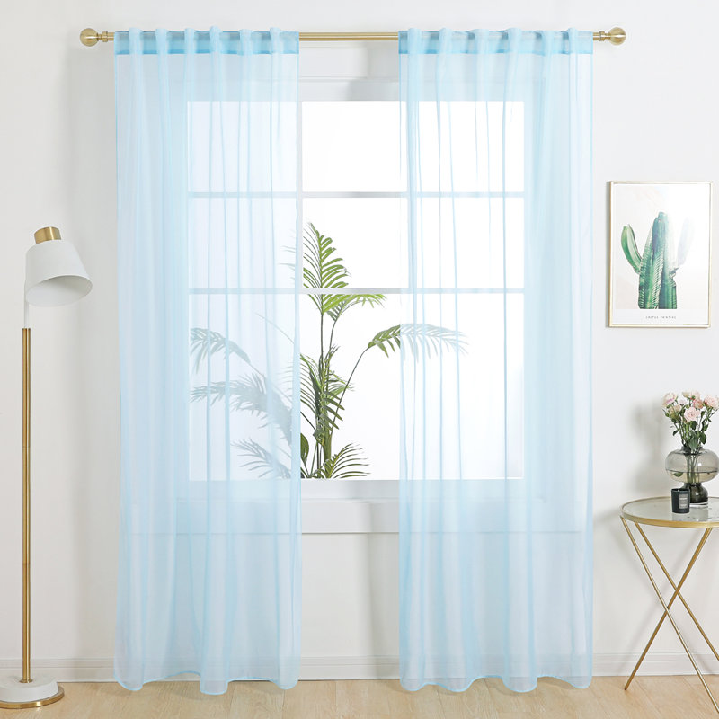 Sheer Curtain Panel Pair, 52" W x 84" L, Sky Blue
