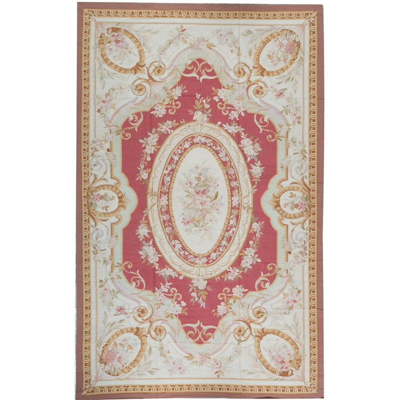 Hand-Knotted High-Quality Red and Beige Area Rug