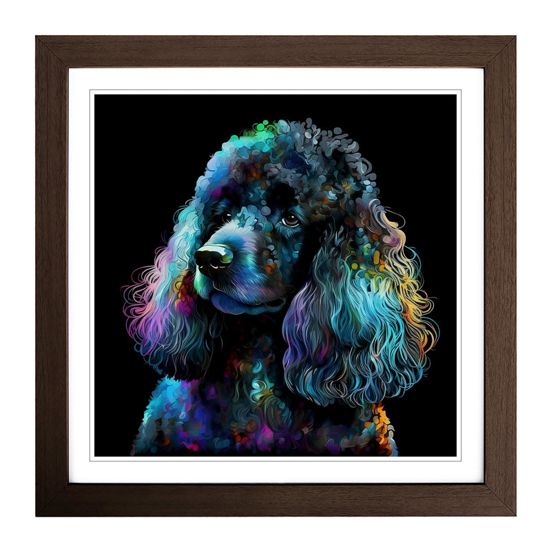 Poodle Dog Abstract - Framed Print, Walnut