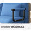 Méridienne convertible en tissu bleu, fabrication en métal, réglable pour une utilisation confortable, pliante en bleu, avec coussin supplémentaire