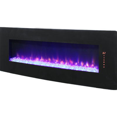 Curved Front Fireplace - 5000 /H Heat, 8 Ember Bed Colors, Remote Included, 3 Brightness Levels, Wall Mounted 4.97 Inch Wide 1400W Electric Mounted/Table Top