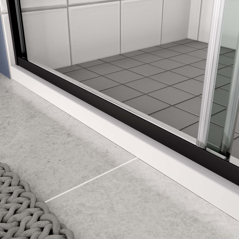 Shower Door,Sliding Door,With 1/4" Tempered Glass, Black