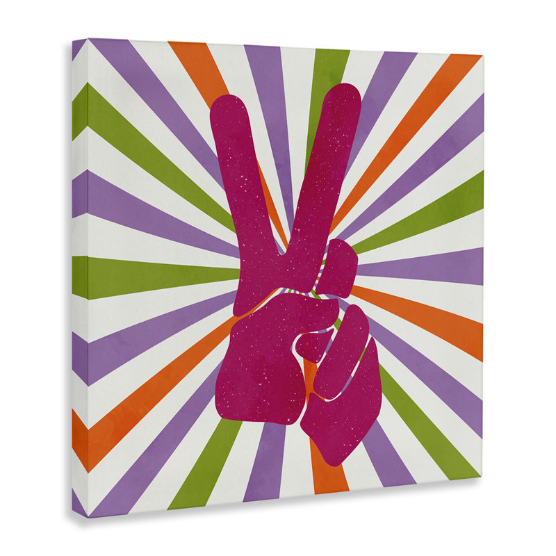Art mural sur toile "Peace Peace on Stripes" par Kim Allen, H 24 po x l 24 po
