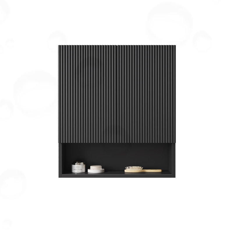 Armoire murale rayée avec tablettes ouvertes