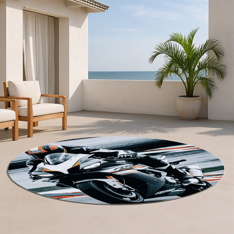 Tapis intérieur et extérieur gris Transport, Rond 5 pi