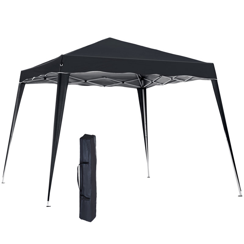 3 X 3m Pop-up Gazebo Tent, No Tool Setup, 210d Silver Coated Oxford Canopy, Powder-coated Steel Frame, 4 Guy Ropes & 8 Ground Stakes, Portable Carry Bag, Outdoor Shelter For Garden Patio Party, Black