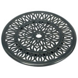 Red Barrel Studio 23.98" Cast Aluminum Lazy Susan Turntable, 360° Rotating Display Tray With Silent Bearings, Round Table Top Swivel Serving Plate With Umbrella Hole For Outdoor Dining Table, Elizabeth Style