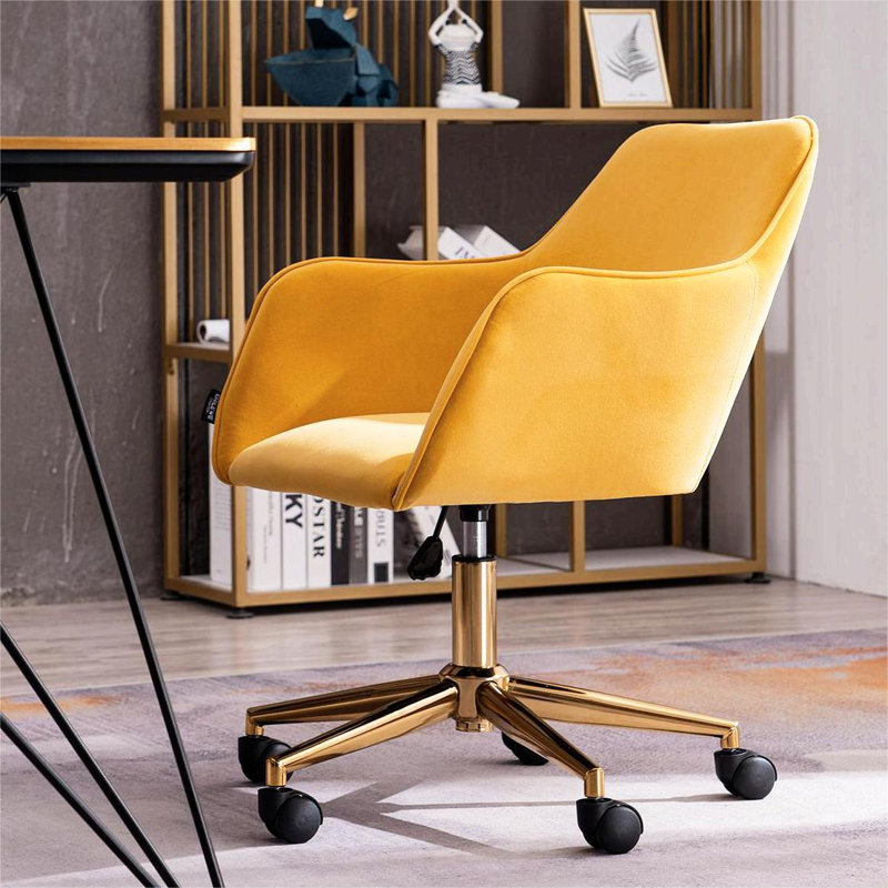 Maxton Velvet Office Chair, Yellow, Velvet