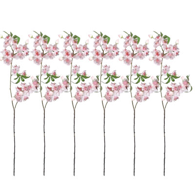6 tiges de fleurs de cerisier en soie artificielles, 33 po de fleurs de cerisier artificielles pour les bouquets de centre de mariage, décoration florale de bureau à domicile (rose clair)