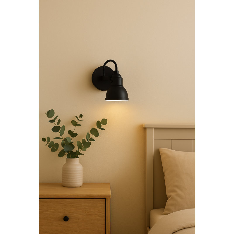 Lentz Unique Industrial Designed Switched Wall Spot Light, Matt Black