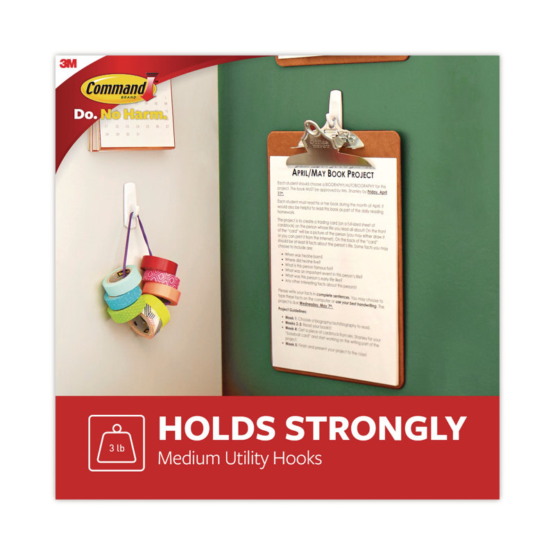 White Medium Plastic Adhesive Hooks, 37-Pack