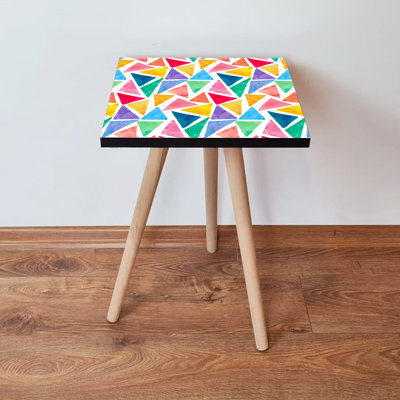 Table d'appoint géométrique élégante, 100% panneau de fibres à densité moyenne avec pieds en bois de hêtre, 13,8 po x 16,5 po x 13,8 po | Conception abstraite, durable et facile à nettoyer | Parfait pour le salon, la chambre à coucher ou le bureau, moderne et fonctionnel