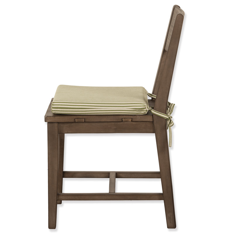 Dauntsey Birch Lane Polo Stripe 2" Dining Chair Seat Pad with Ties, White/Green