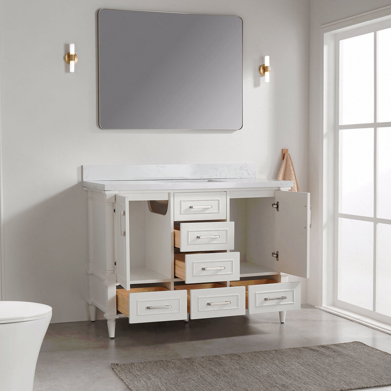 Freestanding Single Basin Bathroom Vanity, With 2 Handle Sets