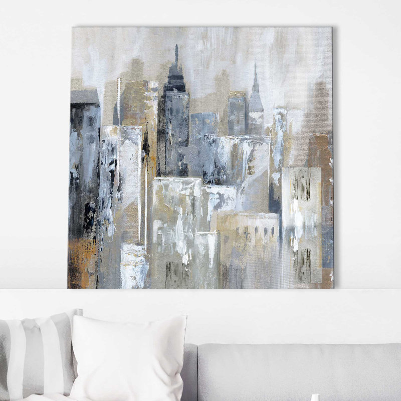 Bay City Reflection par Nan - Peinture, Toile tendue, L 18 po x H 18 po