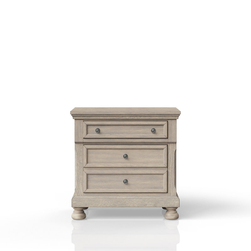 Table de chevet à deux tiroirs, Gris antique