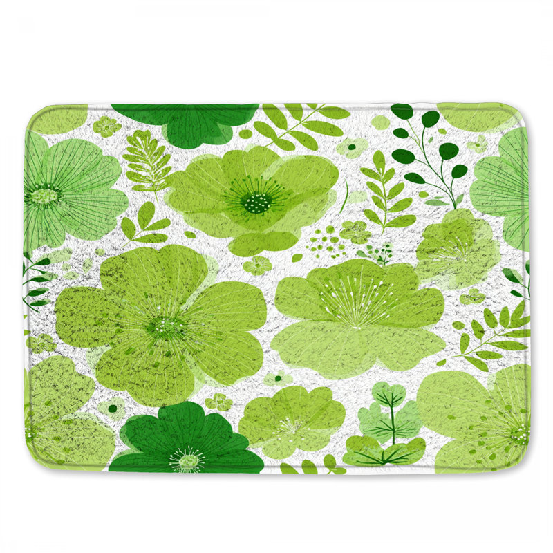 Floral Bath Mat Nature Bathroom Decor Bohemian Boho, Single - 17" L x 24" W, Green Floral 7
