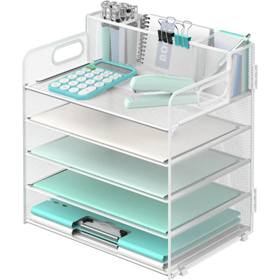 Organisateur de papier 5 plateaux avec 3 porte-crayons